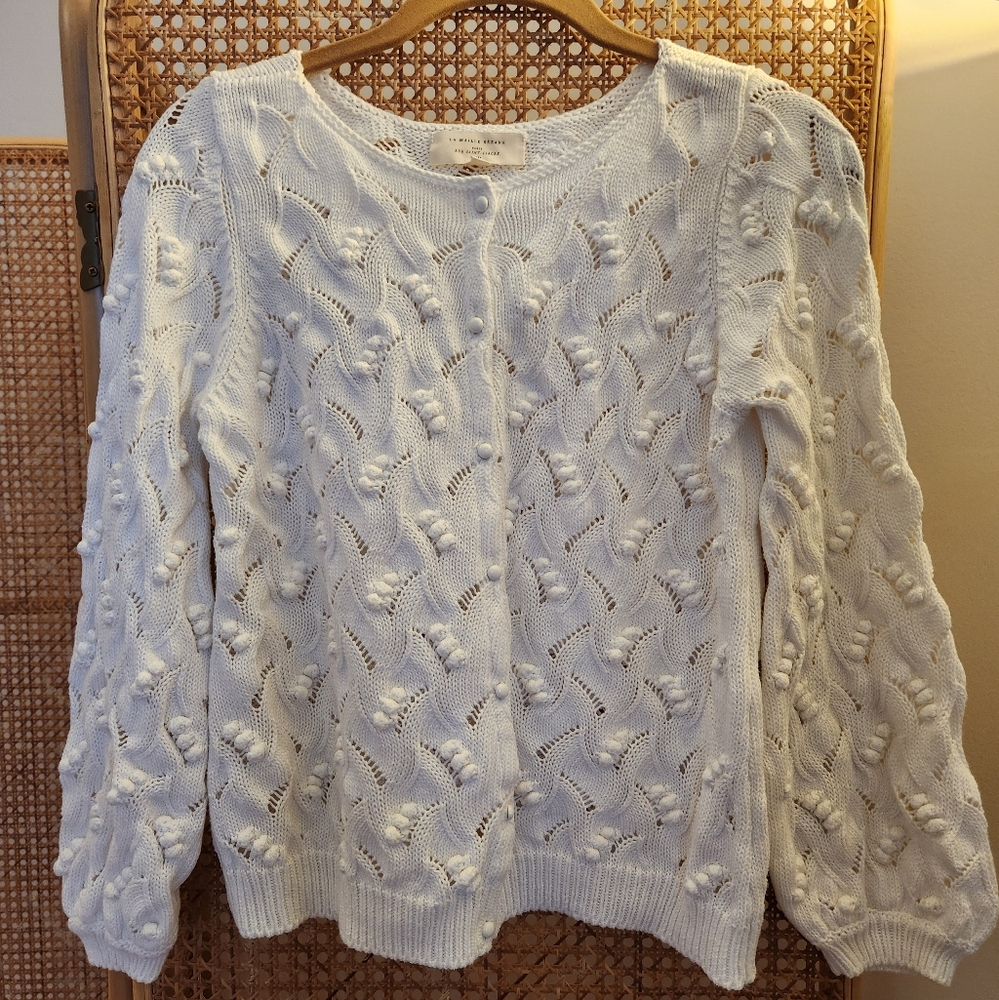 Sezane Ivory Cotton Cardigan Size S